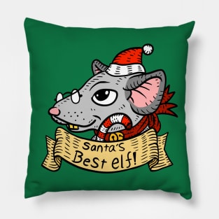 Christmas rat, santa's best elf. Pillow