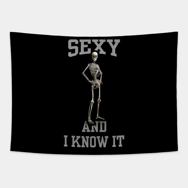 Sexy Skeleton - Funny Halloween Tapestry by tatzkirosales-shirt-store