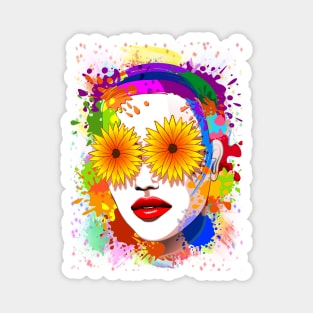 Girl Summer Flowers Eyes Magnet