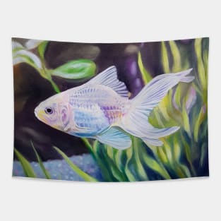 White Goldfish #2 - fish painting Tapestry