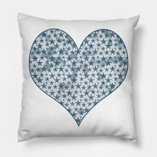 Grunge blue stars in heart Pillow