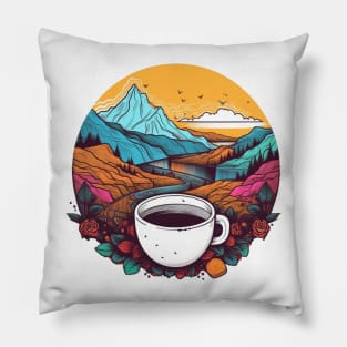 Nature, coffee, serenity, peace. Pillow