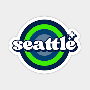 Vintage Seattle Sunset Seal // Retro City Emblem for Seattle, Washington Magnet