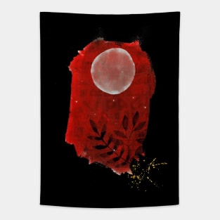 Abstract Watercolour: Red Moon Tapestry