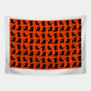 Black Cat Funny Halloween Face Tapestry