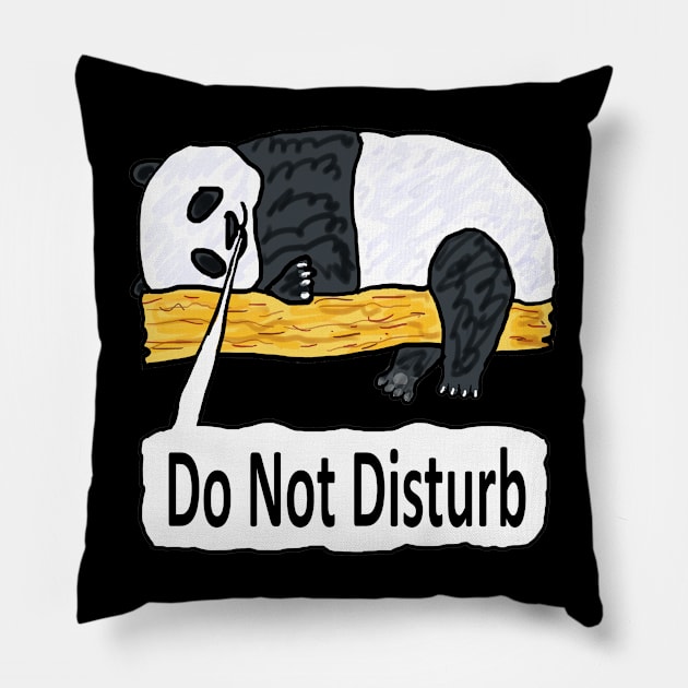 Do Not Disturb Panda Pillow by Mark Ewbie