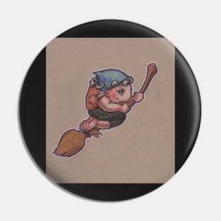Kitchen Witch (on broom) Pin
