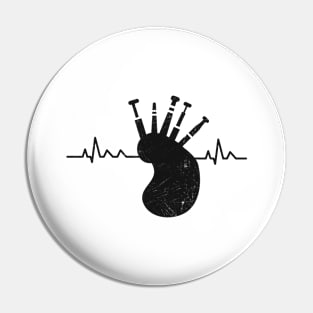 Bagpipes Pulse Scotland Heartbeat Pin