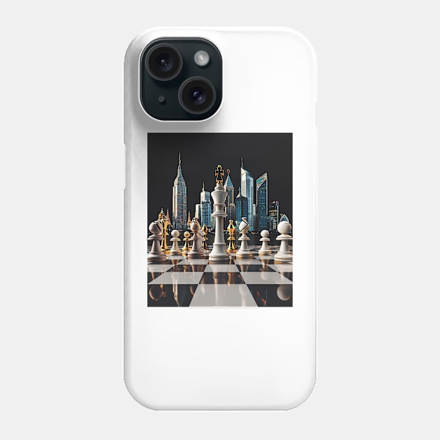 Cityscape Gambit: Skyline Chess Match Tee gift Phone Case by familycuteycom