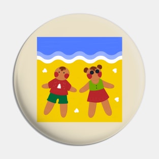 Gingerbread Couple Summer Beach Pin