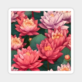 Serenity Blooms: Timeless Lotus Flower Pattern Magnet