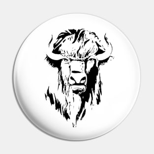 Illustration of a buffalo head in black and white Pin