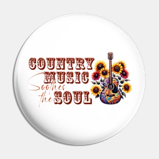 Country music soothes the soul Retro Country Music Heartbeat Western Cowboy Cowgirl Gift Pin