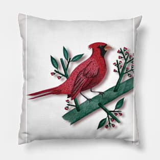 red cardinal bird Pillow