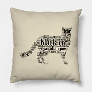 black cat word cloud Pillow