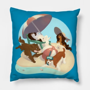 Cavalier King Charles Spaniels on the Beach Pillow