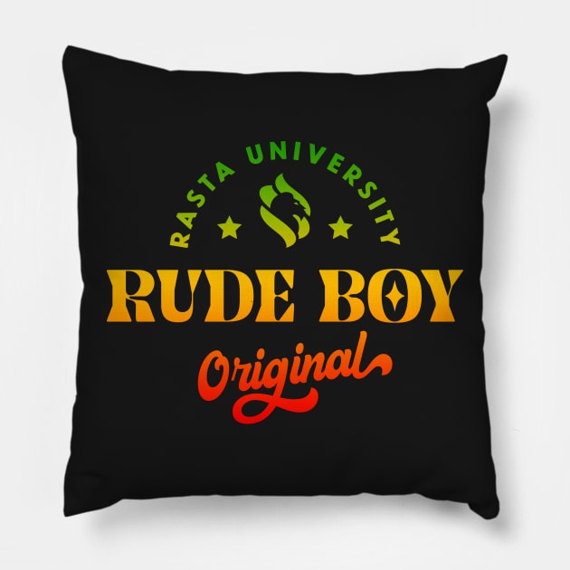 Rasta University Rude Boy Rasta Colors Original Reggae Pillow by rastauniversity