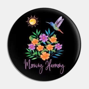 Morning harmony hummingbird floral Pin