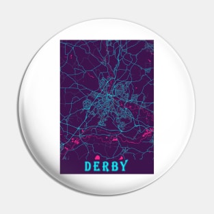 Derby Neon City Map, Derby Minimalist City Map Art Print Pin