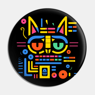 Colorful Doodle Minimalist Cat Pin