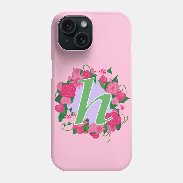 Monogram H, Personalized Floral Initial Phone Case by Bunniyababa