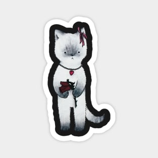 coquette cat illustration valentine&amp;#39;s day wilted rose coquette Magnet