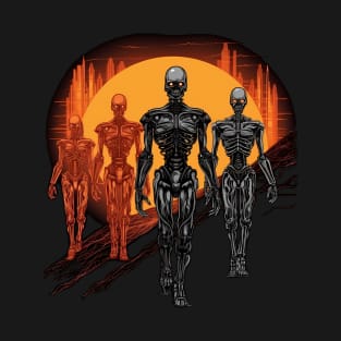 Comic-Style: AI Cyborg Robot Skull and the Apocalypse T-Shirt