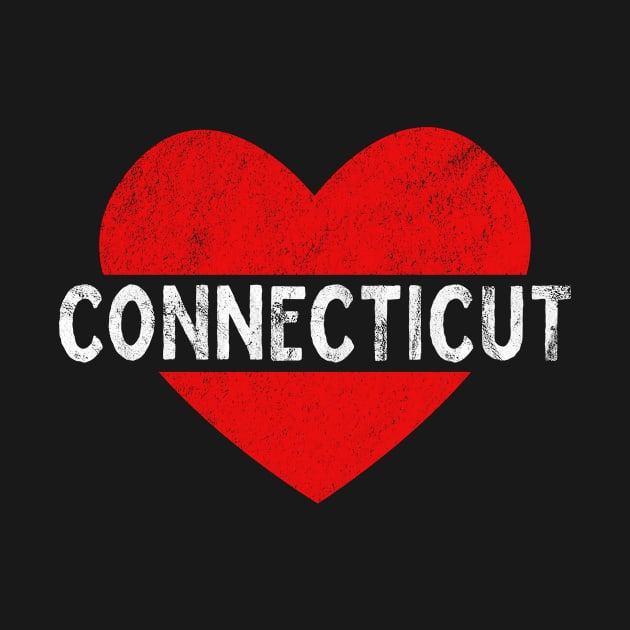 I Love Connecticut USA State Retro Vintage Heart Gift by JKFDesigns