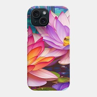 Pink and Purple Waterlilies Phone Case