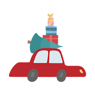 Car with tree and gifts T-Shirt