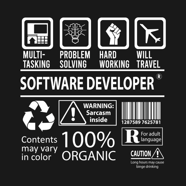 Software Developer T Shirt - MultiTasking Certified Job Gift Item Tee by Aquastal