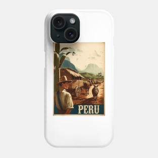 Peru Farmer Vintage Travel Art Poster Phone Case