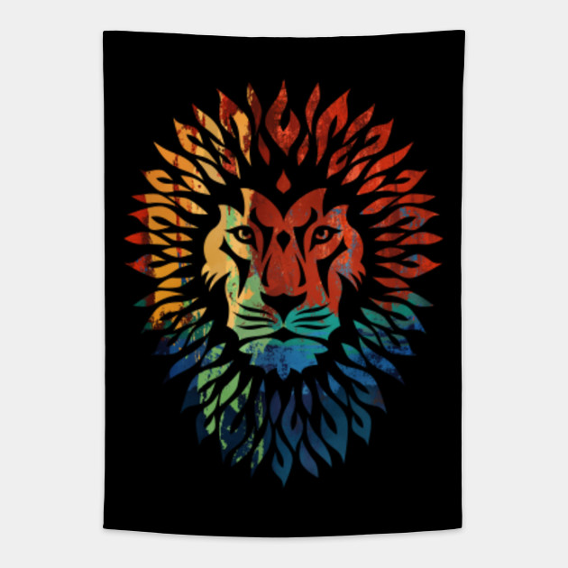 Abstract Lion Painting Animal Tapestry Teepublic