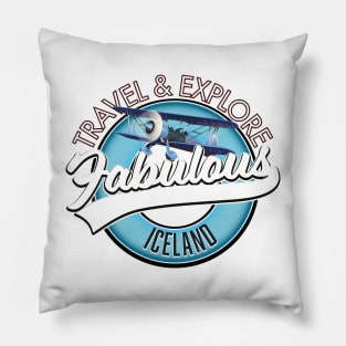 travel explore fabulous Iceland logo Pillow