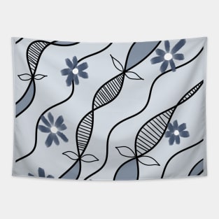 Wavy blue flower Tapestry