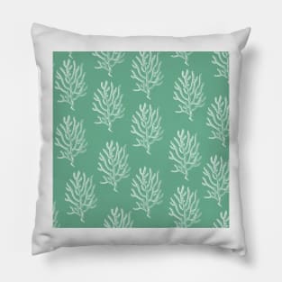 coral aloha wear print pattern hawaii light green mint and white Pillow