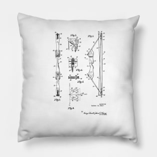 Archery Bow Vintage Patent Hand Drawing Pillow