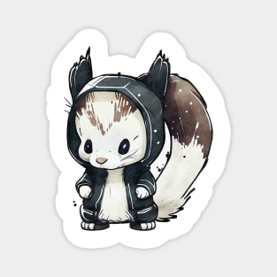 Cartoon Skunk Wearing Hoodie Magnet