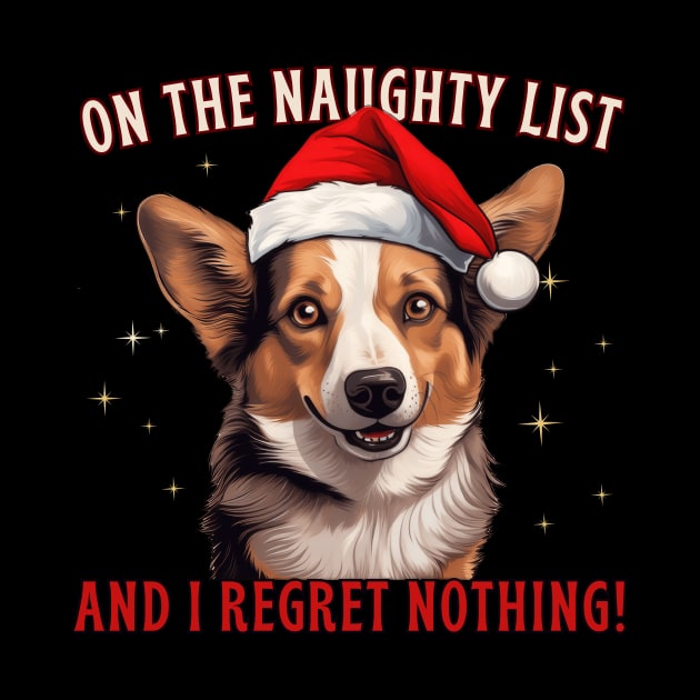 On The List Of Naughty And I Regret Nothing Funny Corgi Dog by K.C Designs