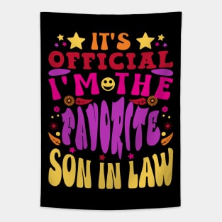 It's Official Favorite Son-In-Law Retro Text Funny Tapestry