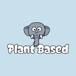 Plant Based Vegan Vegetarian Elephant Cartoon Kids Tshirt T-Shirt