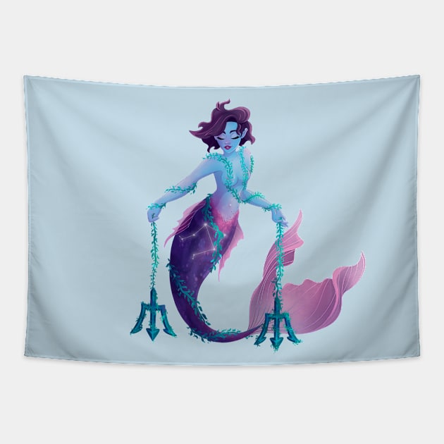 Libra Mermaid Tapestry by lisaspiral