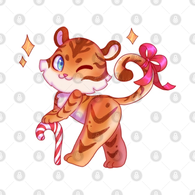 Candy cane tiger chibi by Itsacuteart