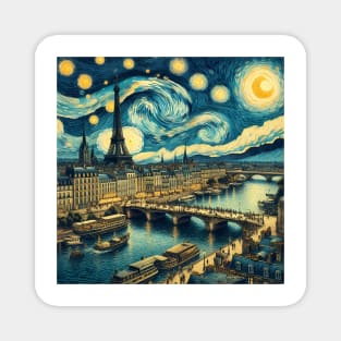 Paris, France, in the style of Vincent van Gogh's Starry Night Magnet