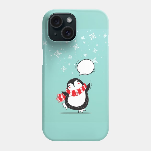 Cute Teal Penguin Holiday Xmas Christmas Gift Phone Case by dhipsher