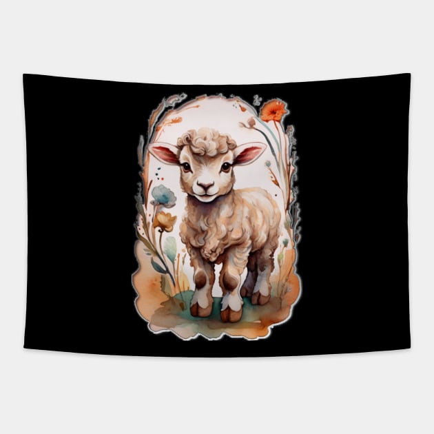 baby lamb Tapestry by HTA DESIGNS