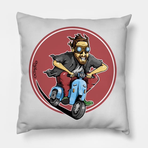 Scooter Guy #2 Pillow by Eyekoo