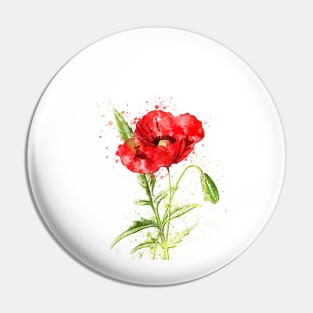 Red poppy art Pin