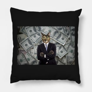 gato empresario millonario Pillow