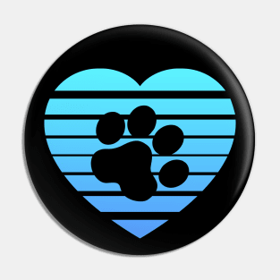 Cat Paw Heart Valentine - Light Blue Gradient Pin